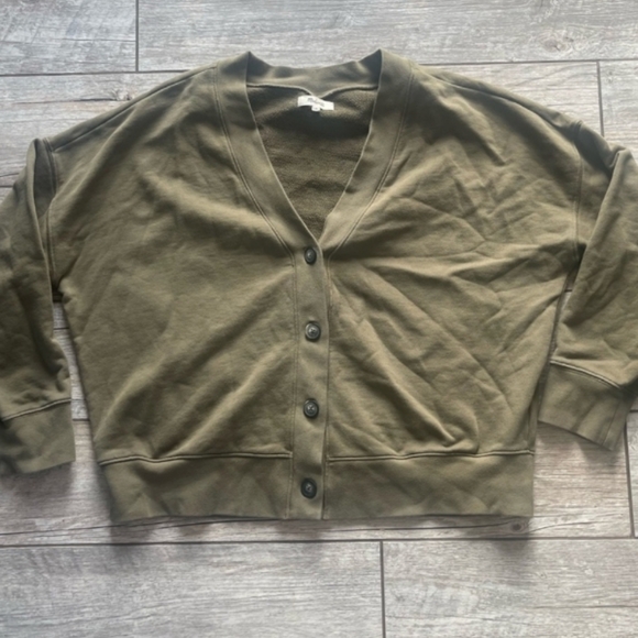 Madewell (Re)sourced Cotton Cardigan in Olive Green, Size S - Picture 4 of 6